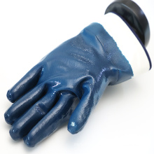 Smooth Grip Cotton Jersey Liner Fully Coated Nitrile Gloves With Reinforced Safety Cuff